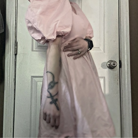 ANTHROPOLOGIE Pink Maeve Puff-Sleeve Smocked Mini Dress - Picture 6 of 17